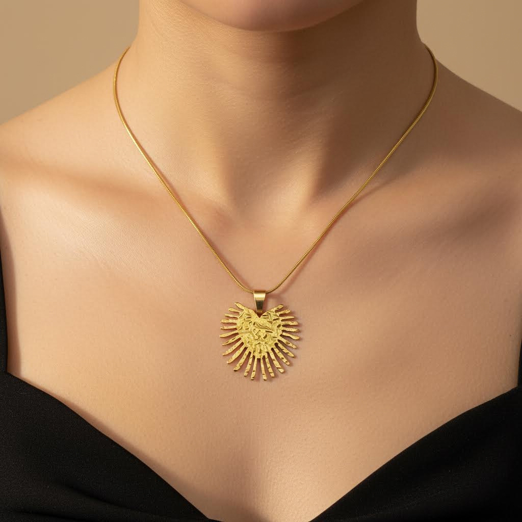 Gold Sunburst Pendant Necklace