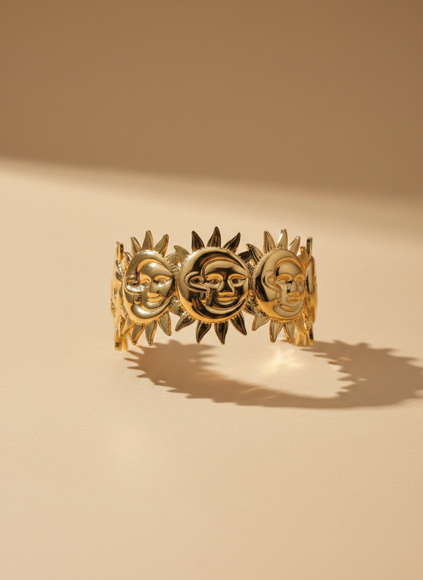 Sun Face Open Cuff Bracelet
