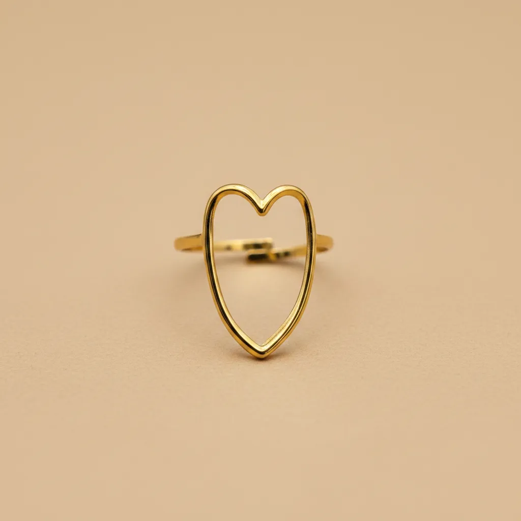 Gold Open Heart Adjustable Ring