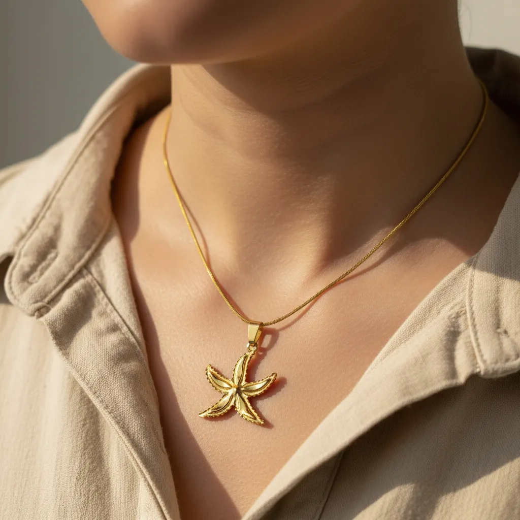 Gold Starfish Pendant Necklace