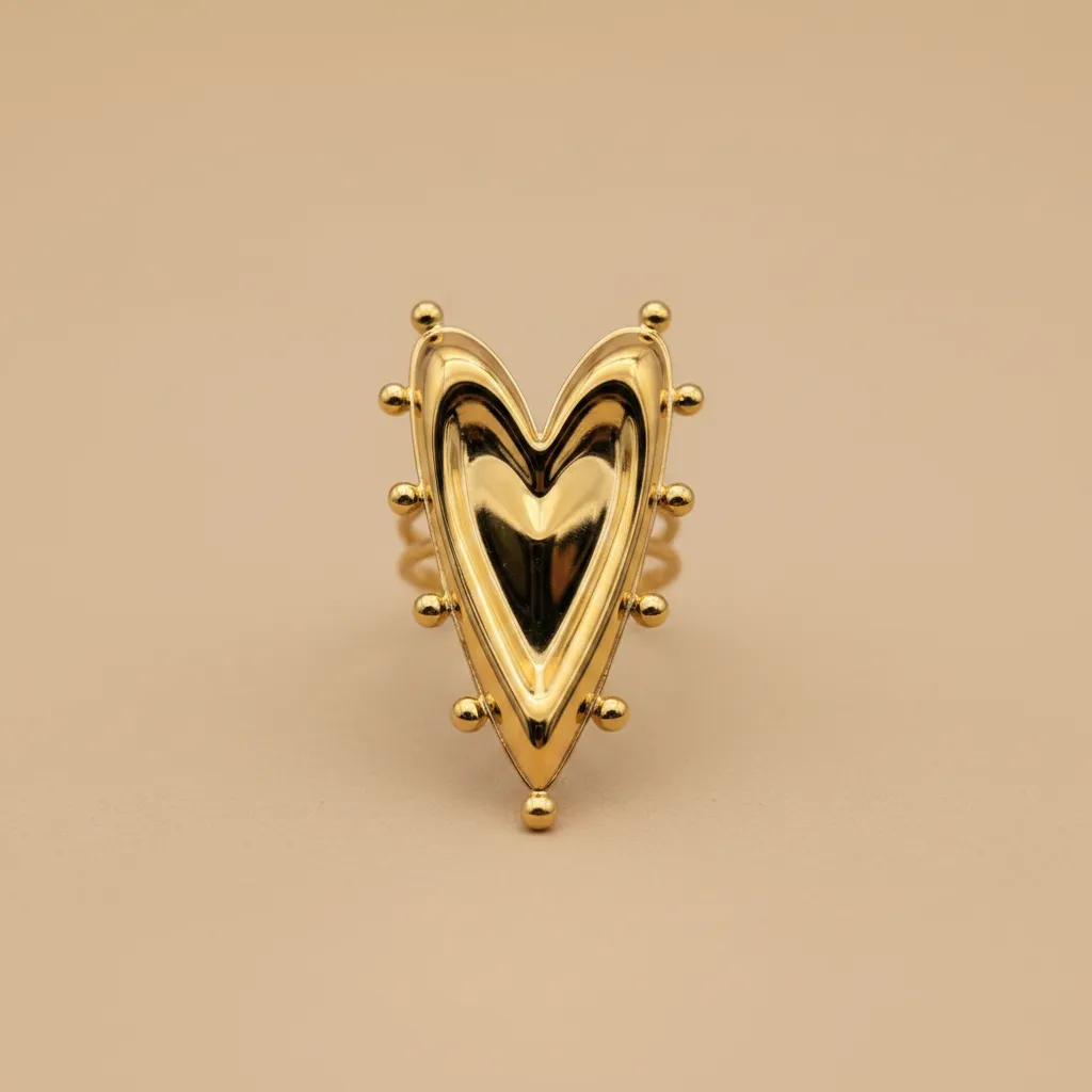 Gold Elongated Heart Statement Ring