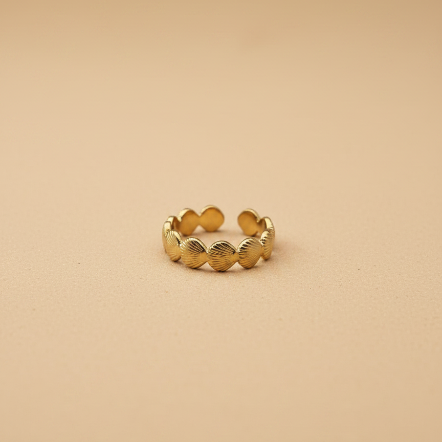 Gold Shell Band Adjustable Ring