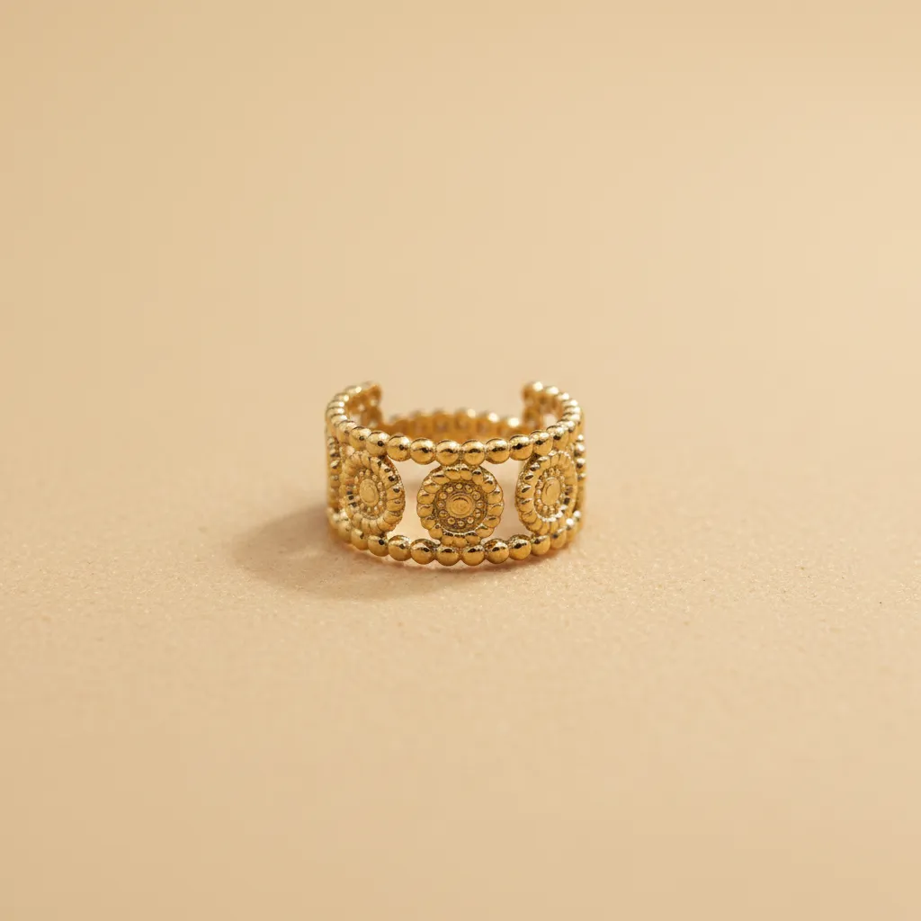 Gold Vintage Coin Detail Ring