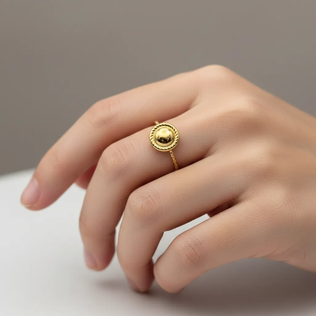 Gold Round Adjustable Ring – Minimal Medallion Design