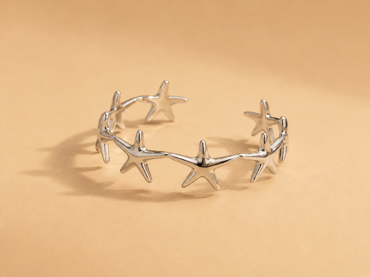 Silver Starfish Shore Cuff Bangle