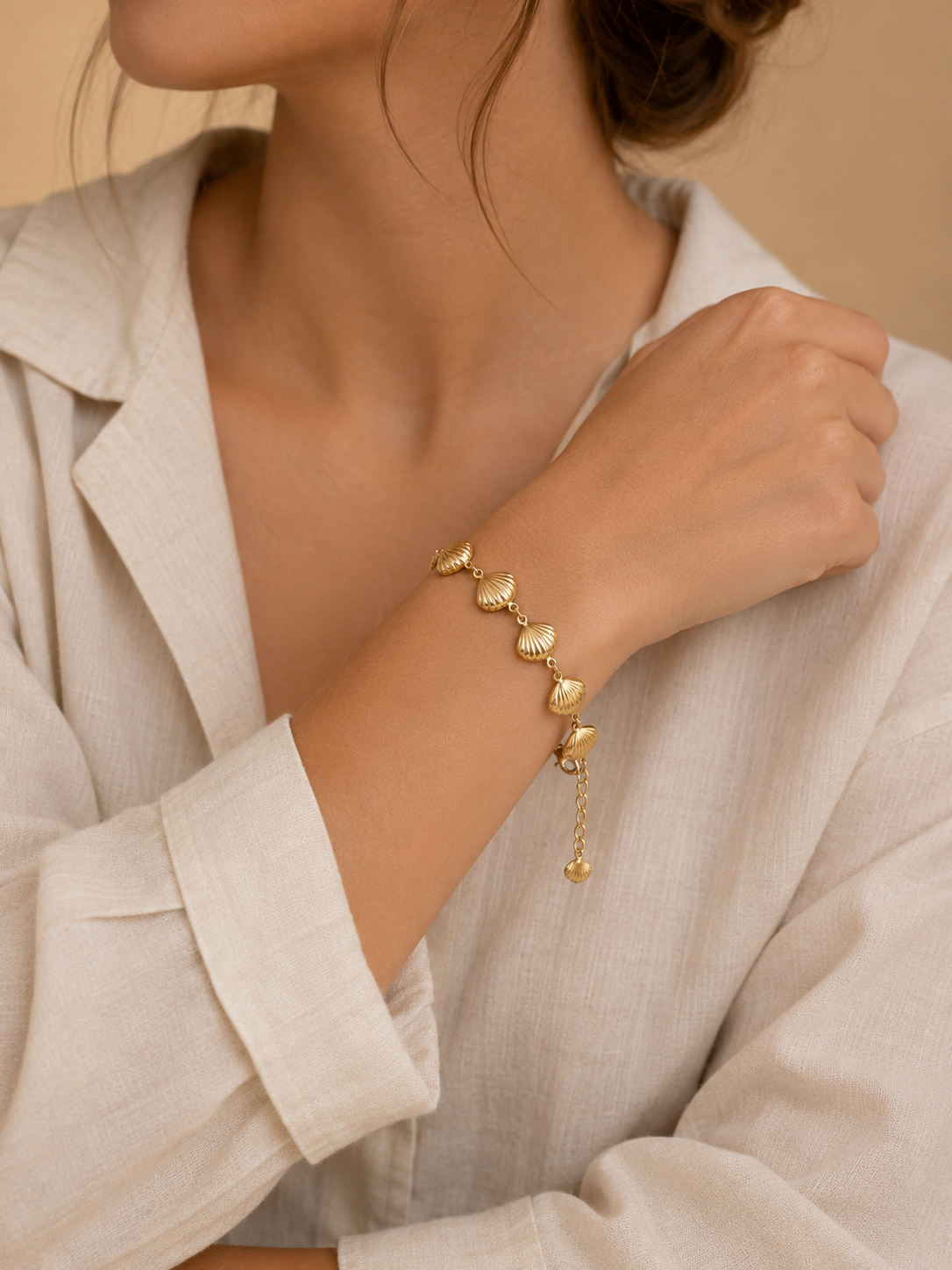 Golden Seashell Charm Bracelet