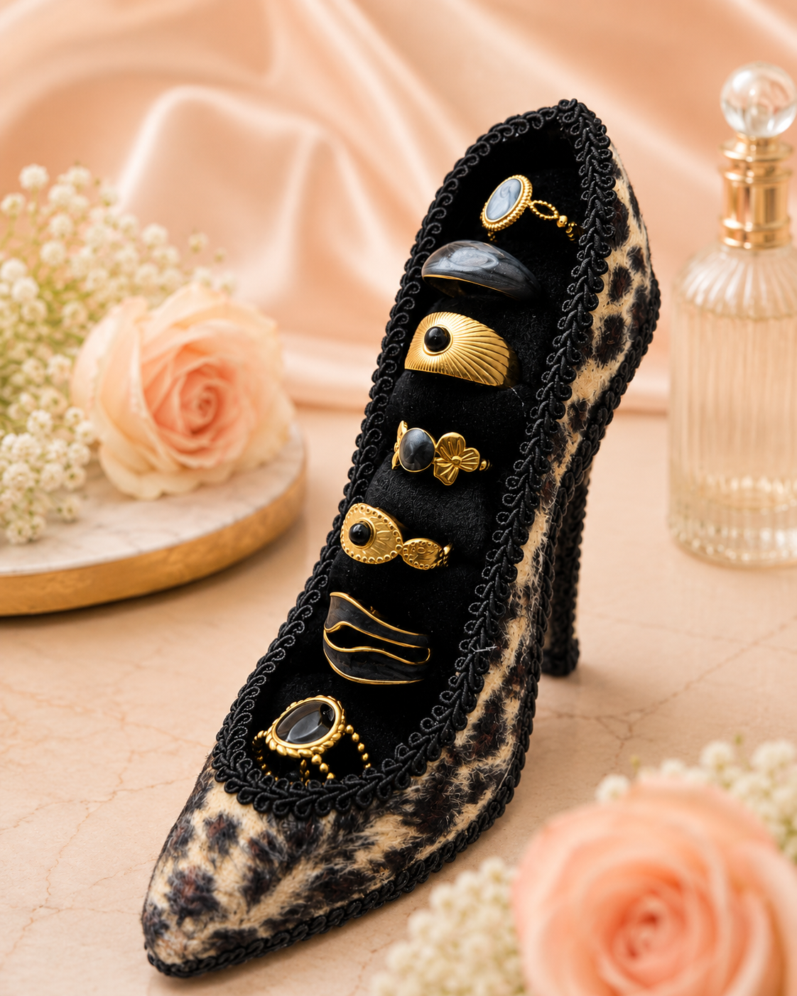 Leopard Heel Ring Holder Set