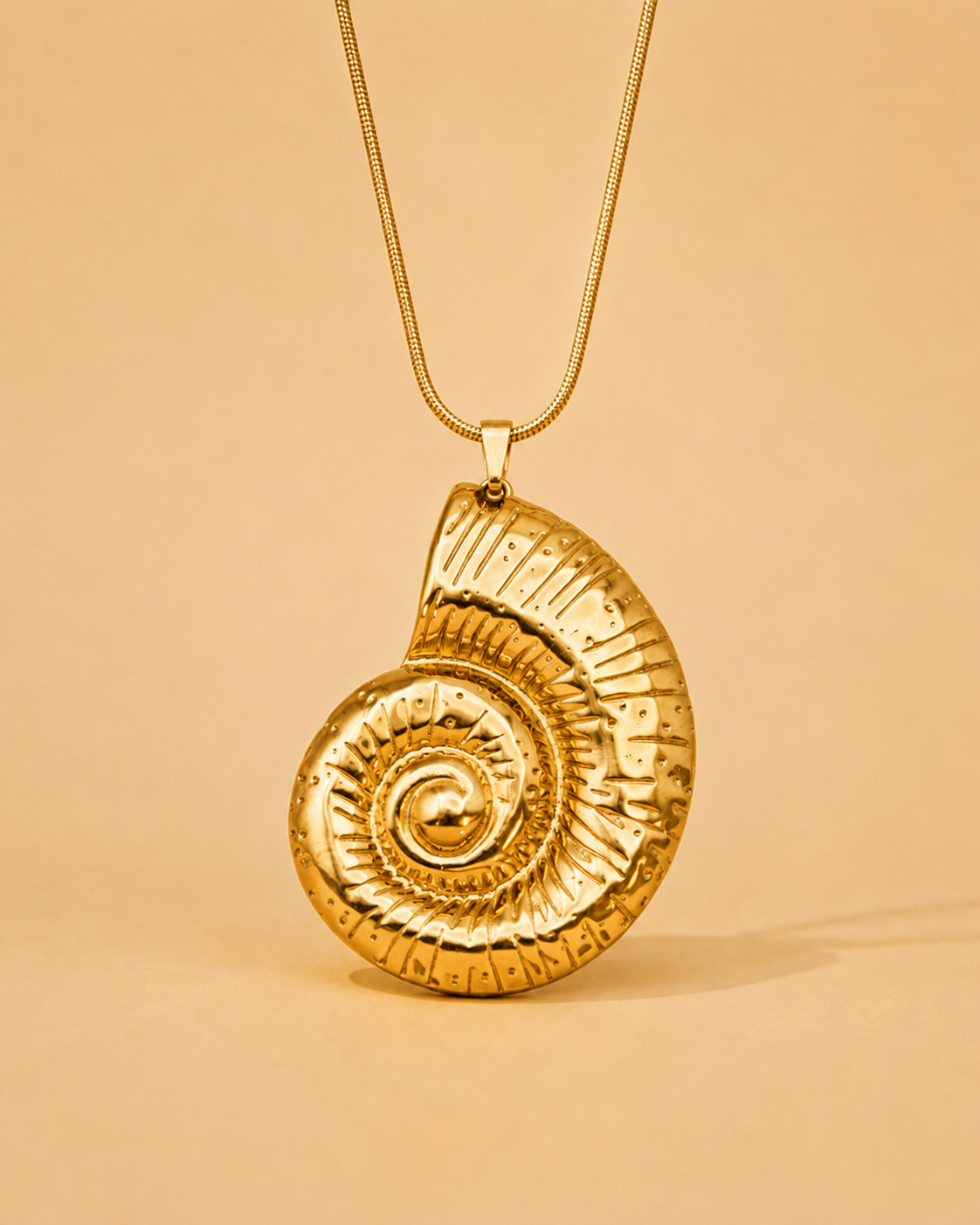 Golden Shell Spiral Necklace