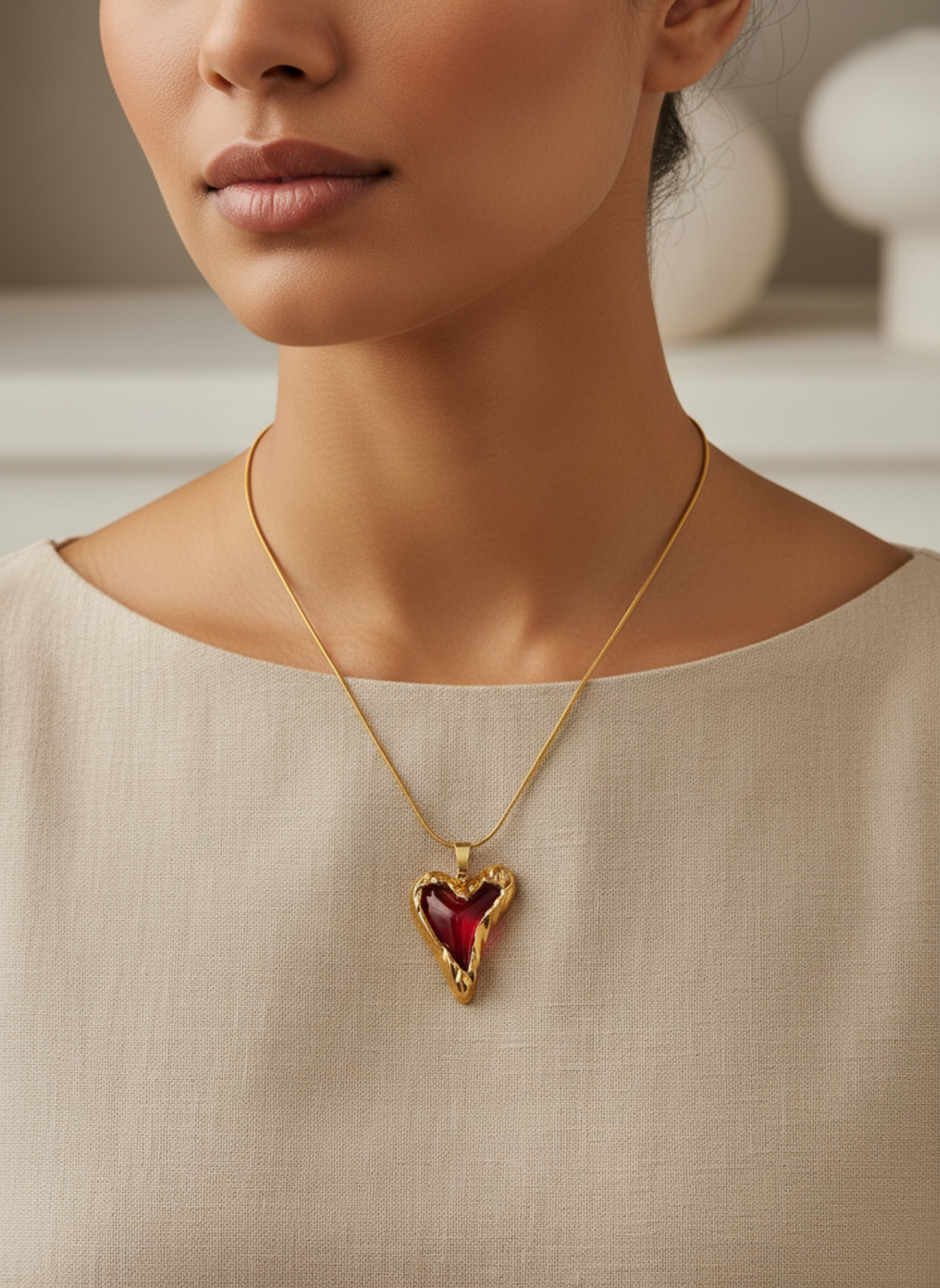 Gold Glossy Heart Necklace