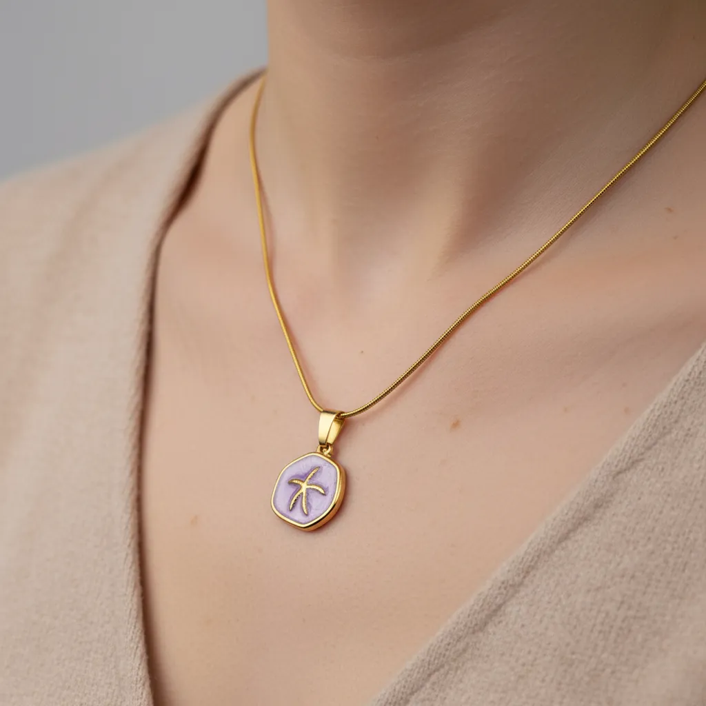Gold Minimal Starfish Embleem Necklace