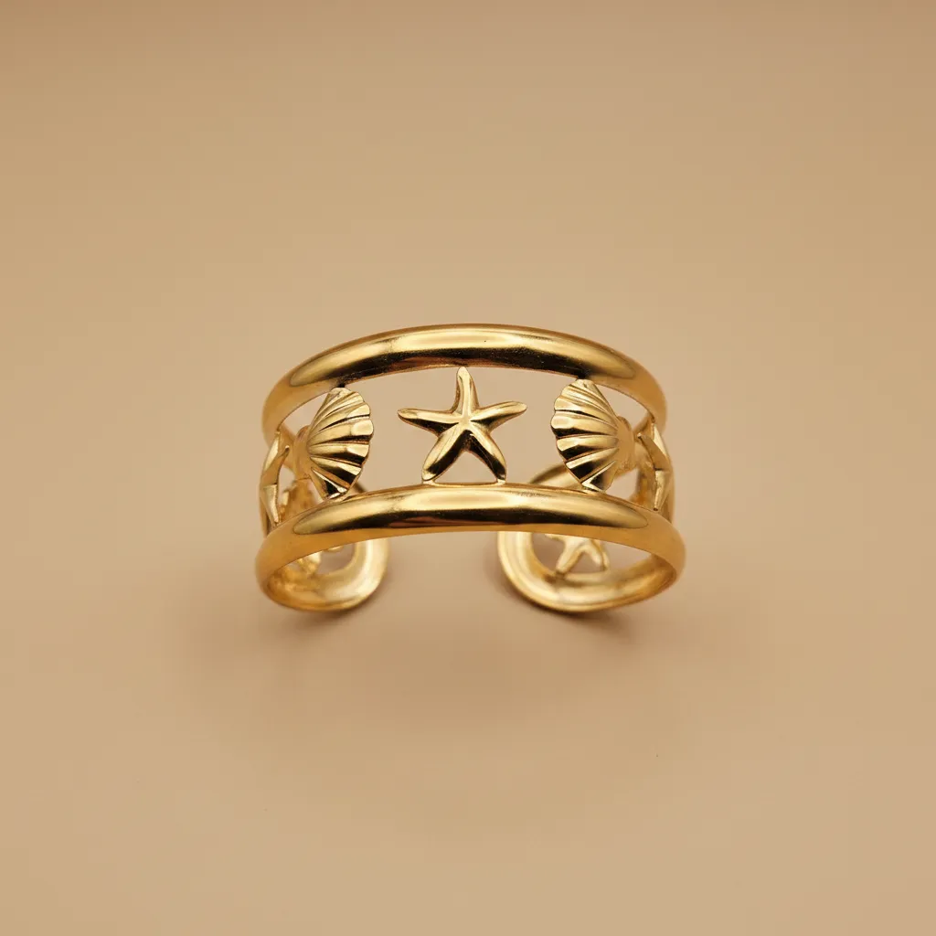 Textured Starfish Open Cuff Bracelet