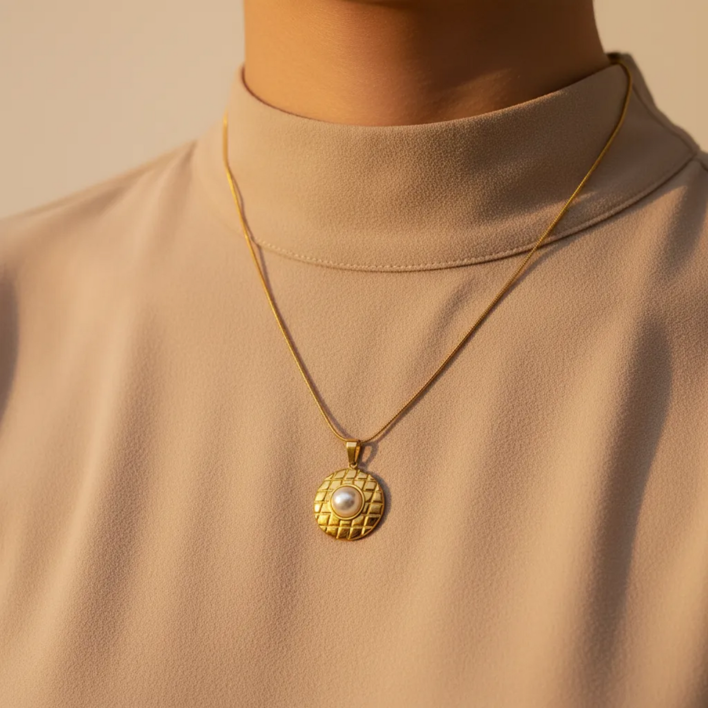 Pearl Disc Pendant Necklace