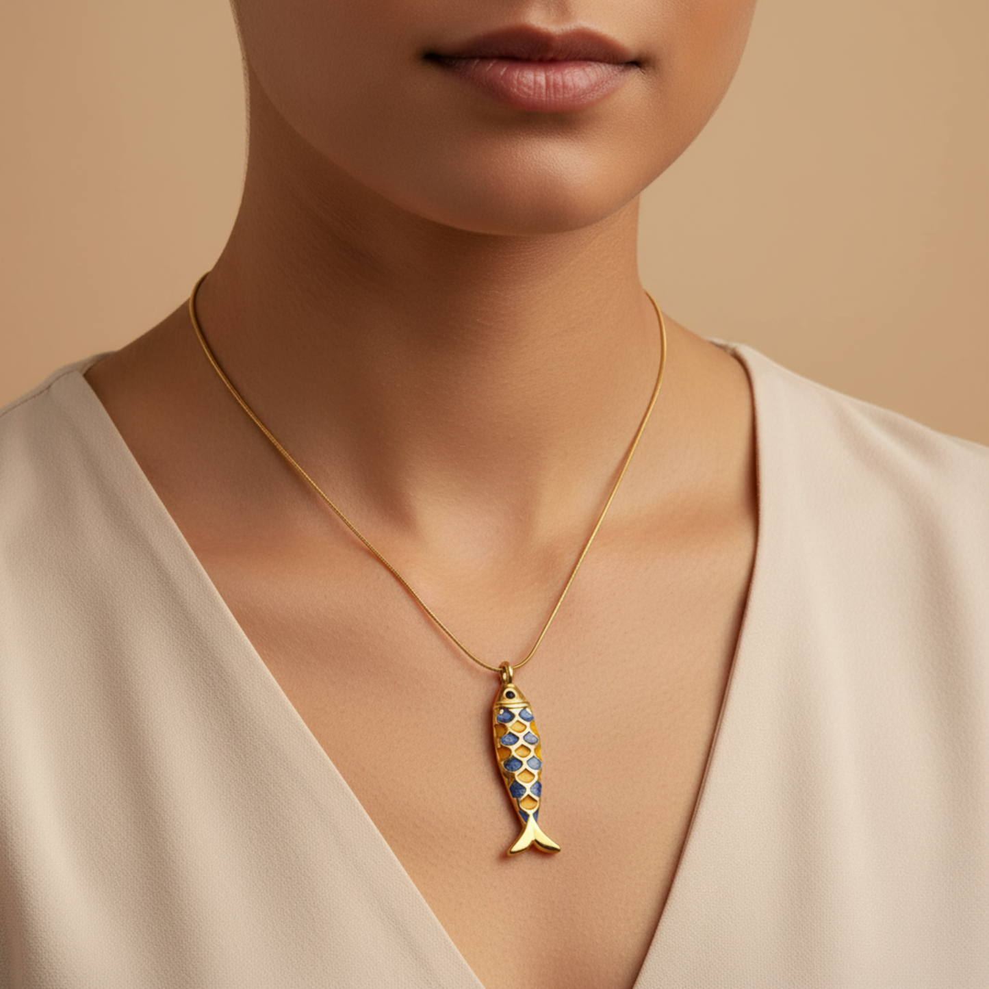 Gold Purple Fish Necklace