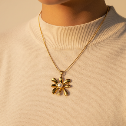Pearl Flower Pendant Necklace