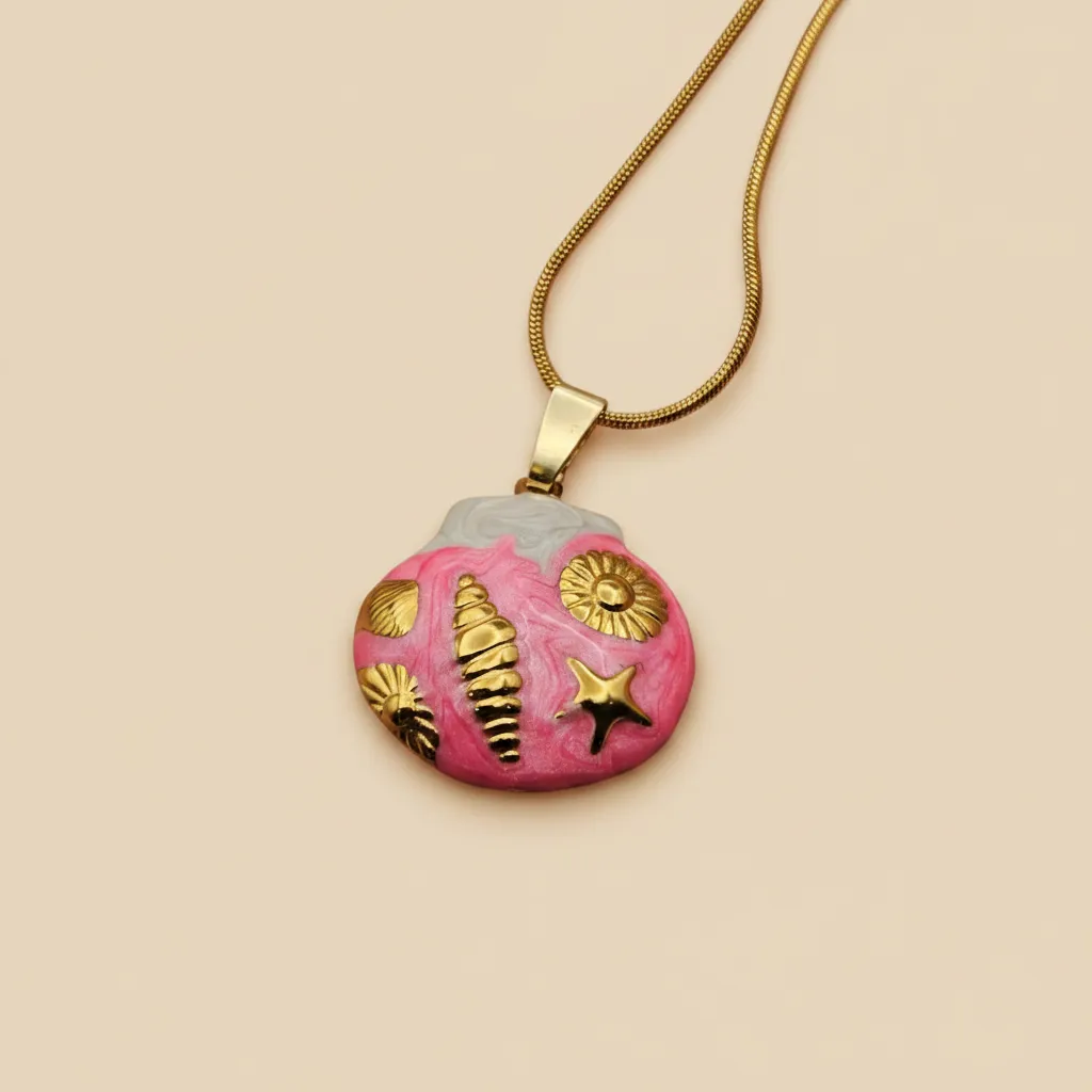 Pink Shell Charm Pendant Necklace