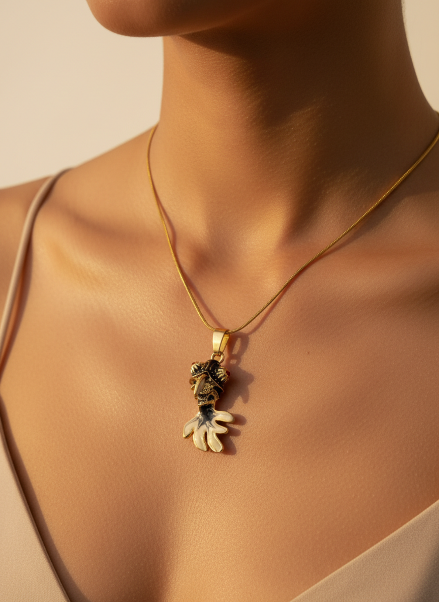 Black Fish Coral Pendant Necklace