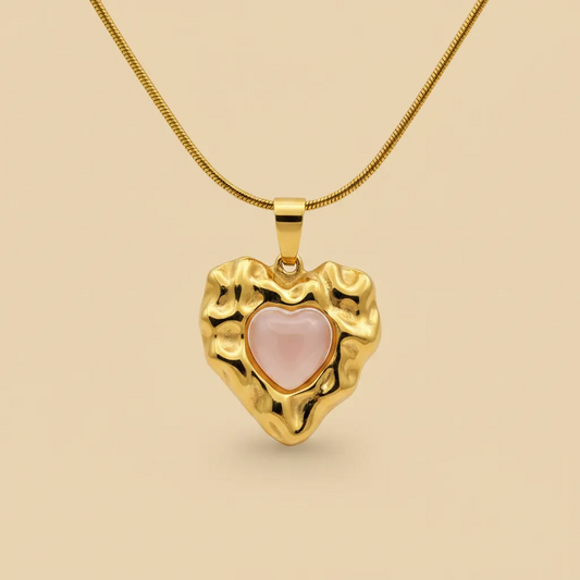 Rose Heart Frame Pendant Necklace