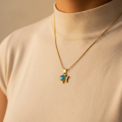 Blue Fish Pendant Necklace
