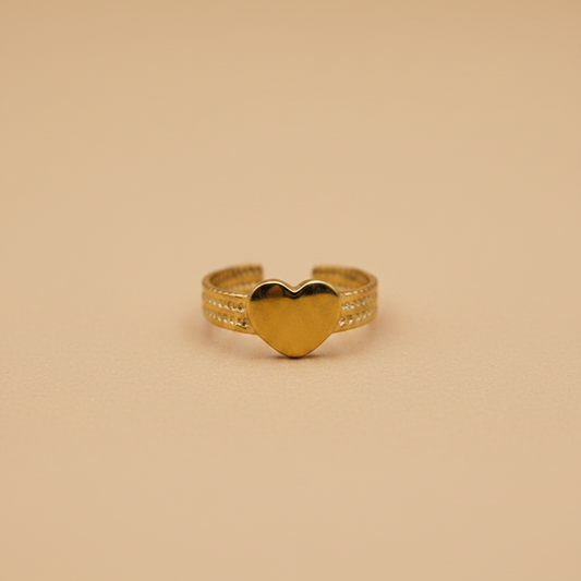 Gold Heart Center Adjustable Ring