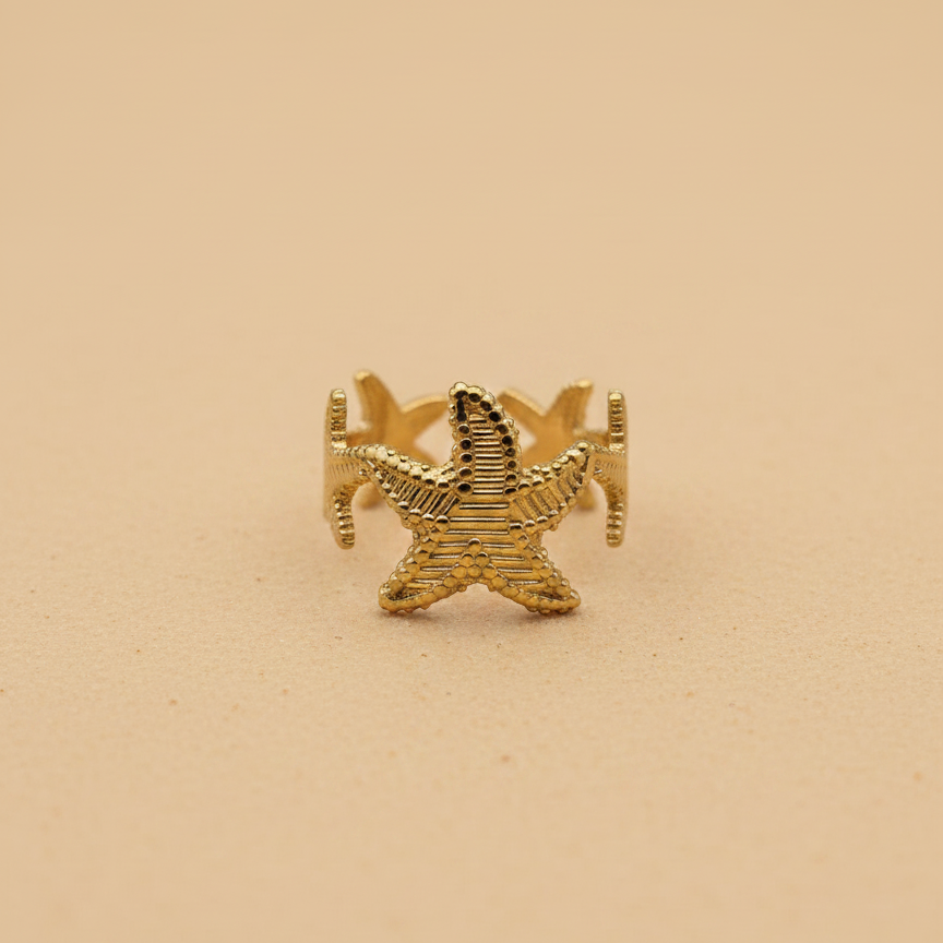 Gold Starfish Statement Ring
