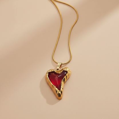 Gold Glossy Heart Necklace