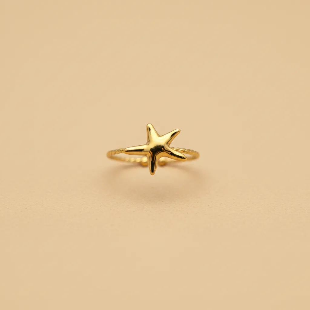 Gold Starfish Adjustable Ring