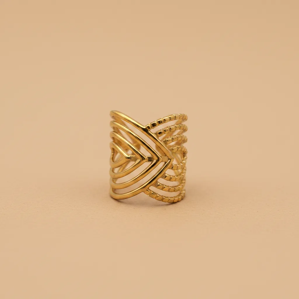 Gold Layered Structure Adjustable Ring