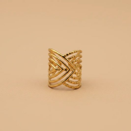 Gold Layered Structure Adjustable Ring