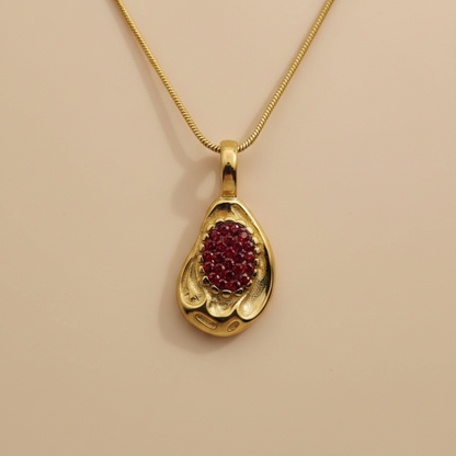 Gold Ruby Cluster Necklace