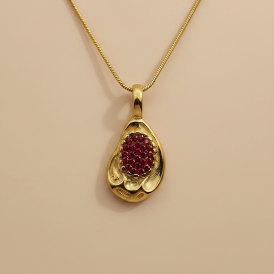 Gold Ruby Cluster Necklace