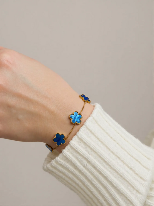 Stainless Steel Green Reflection Clover Bracelet