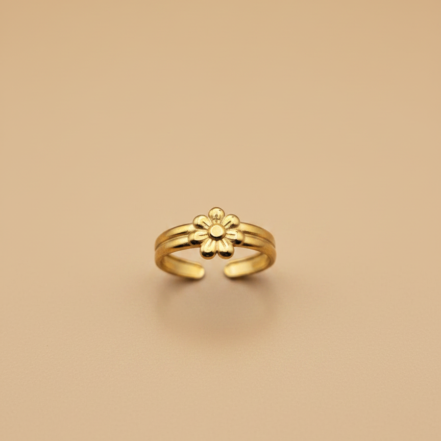 Gold Flower Adjustable Ring