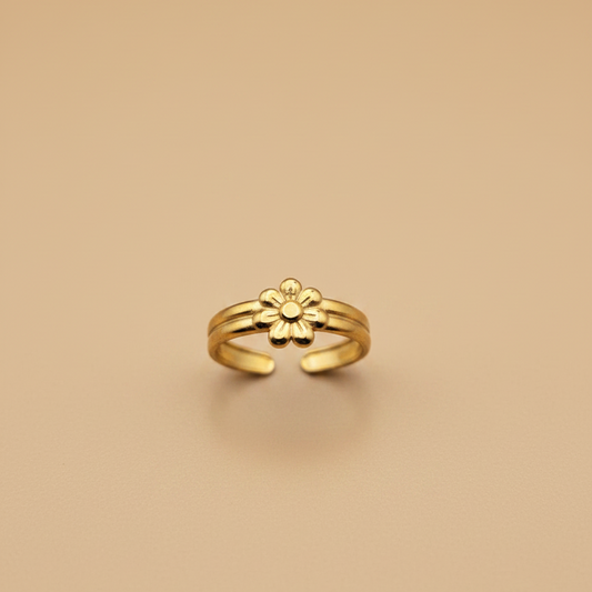 Gold Flower Adjustable Ring