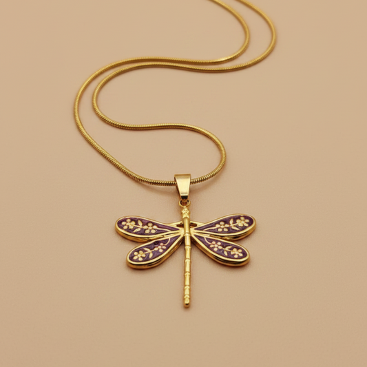 Purple Dragonfly Necklace