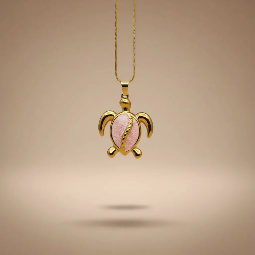 Gold Stainless Steel Turtle Necklace - Enamel Pendant (4 Colors)