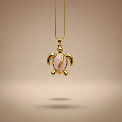 Gold Stainless Steel Turtle Necklace - Enamel Pendant (4 Colors)