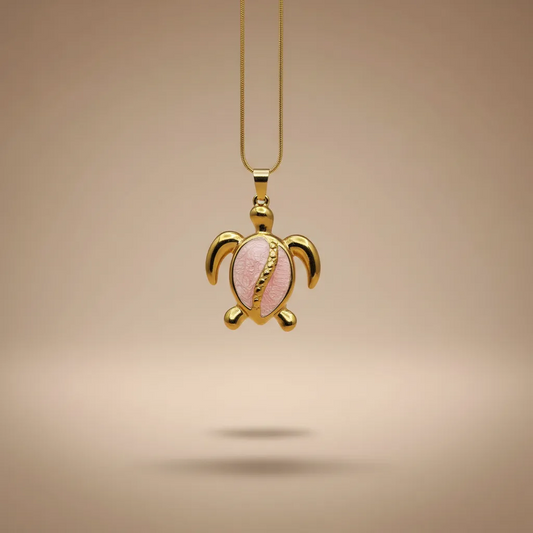Gold Stainless Steel Turtle Necklace - Enamel Pendant (4 Colors)