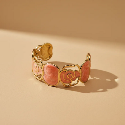 Bracelet manchette ouverte rose orangé