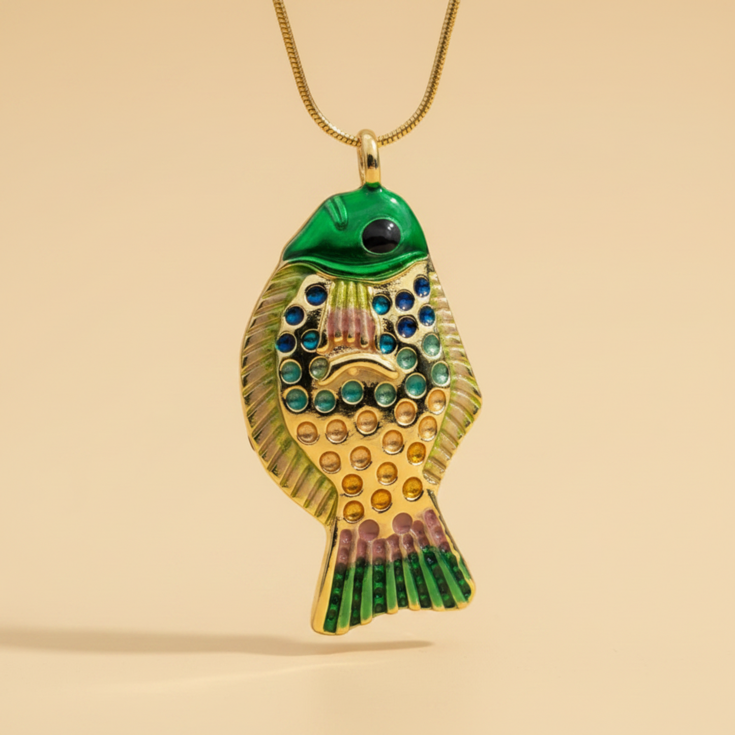 Big Green Fish Pendant Necklace