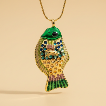 Big Green Fish Pendant Necklace