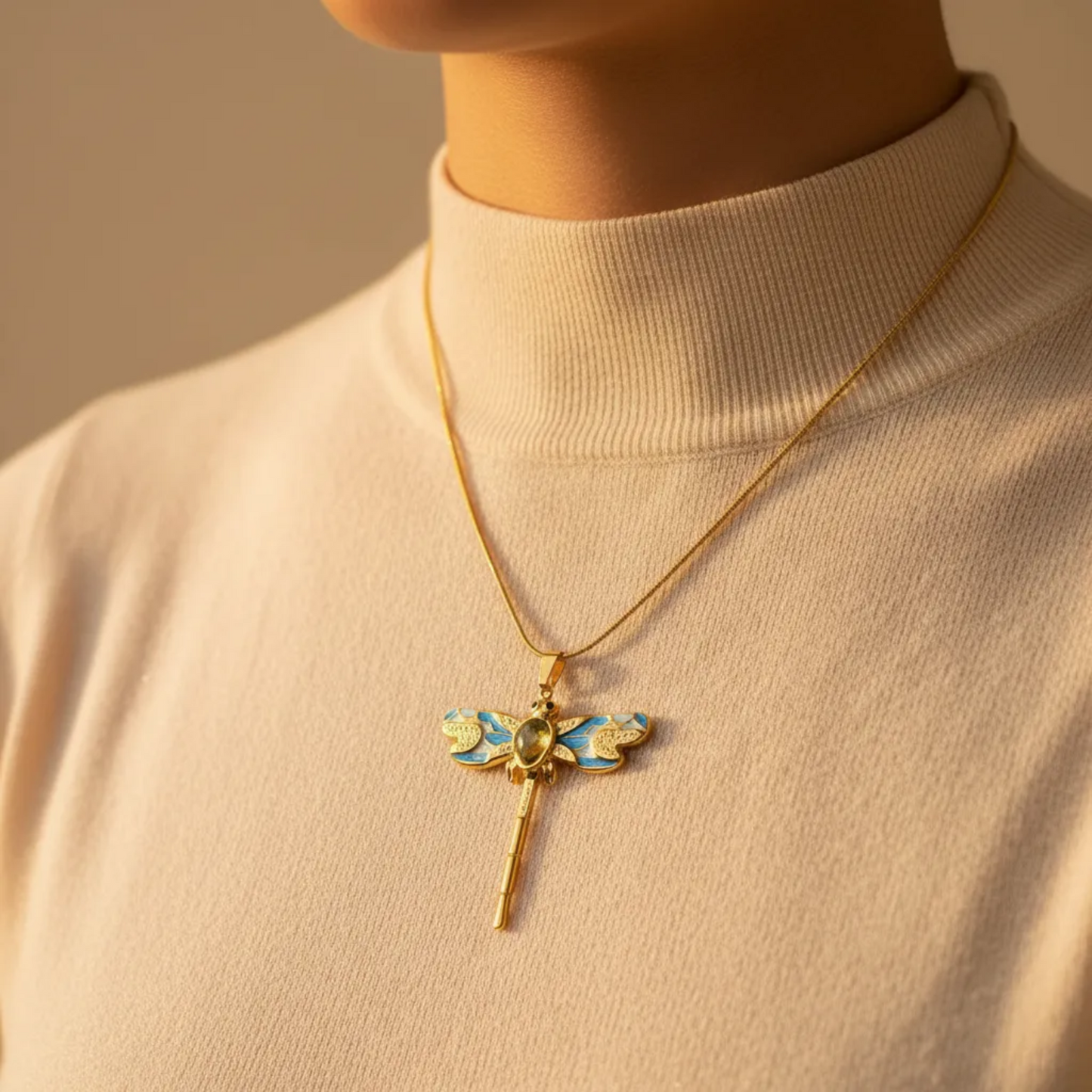 Vintage Dragonfly Pendant Necklace