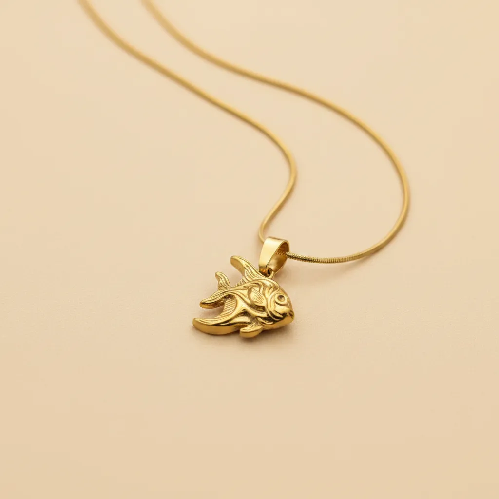 Gold Fish Pendant Necklace