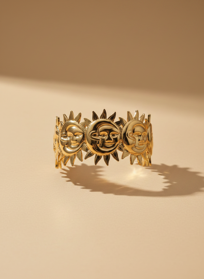Sun Face Open Cuff Bracelet