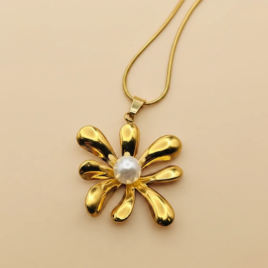 Pearl Flower Pendant Necklace