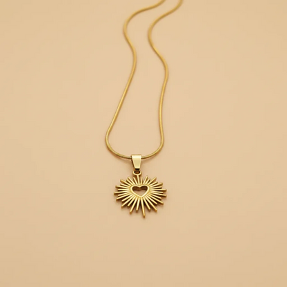 Gold Heart Little Sun Necklace