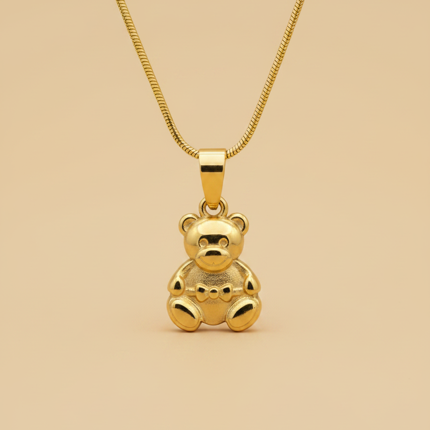 Gold Teddy Bear Necklace