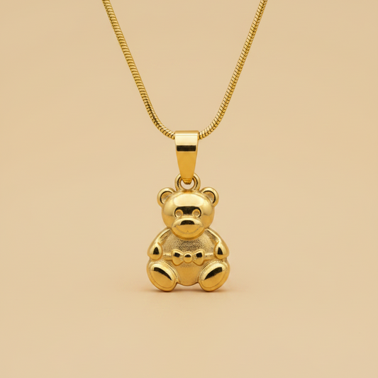 Gold Teddy Bear Necklace