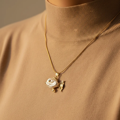 Pearl Fish Pendant Necklace