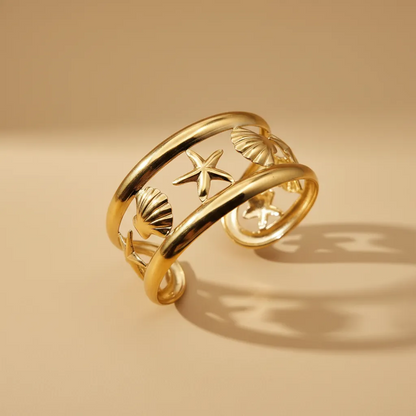 Textured Starfish Open Cuff Bracelet