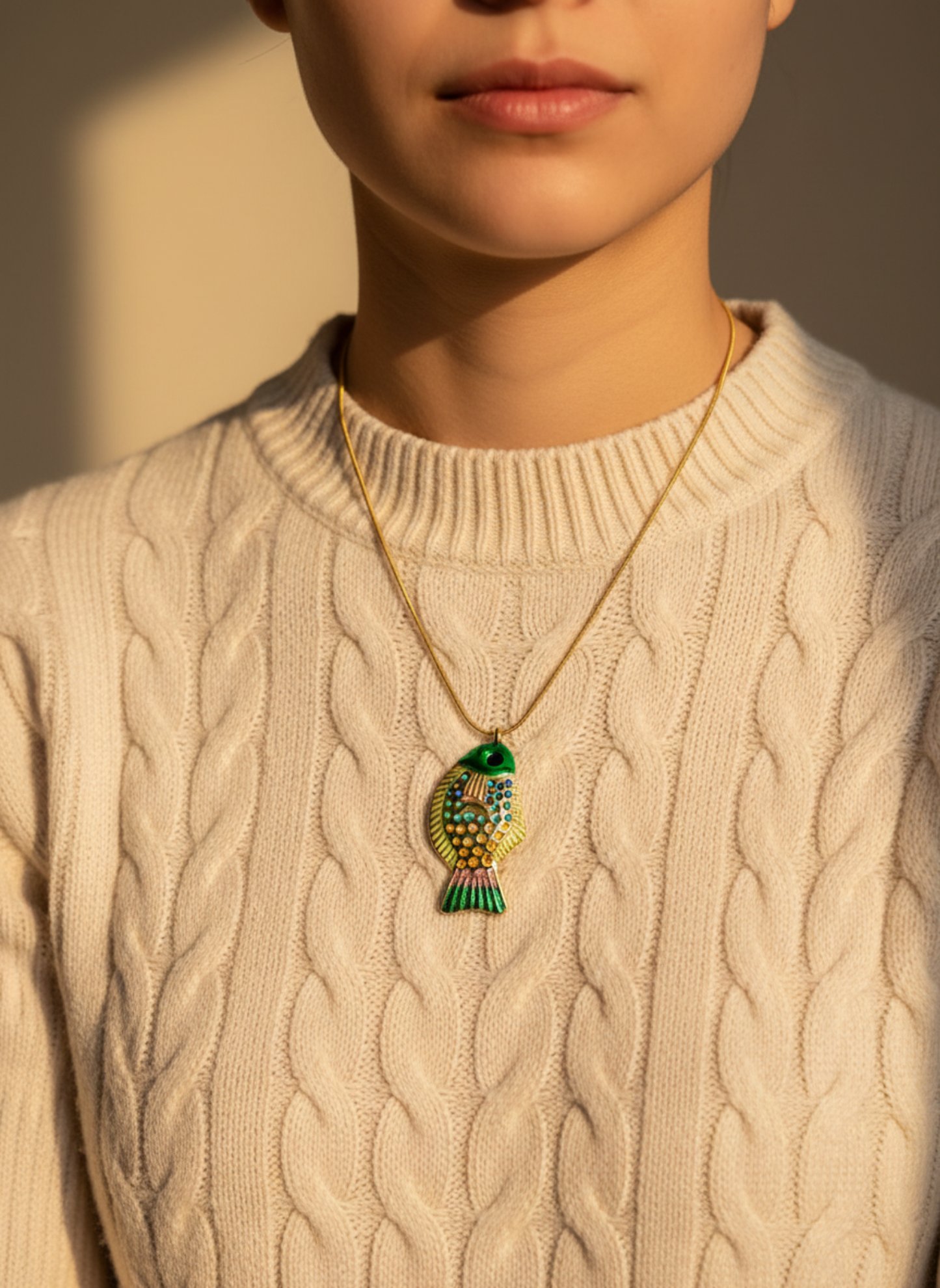 Big Green Fish Pendant Necklace